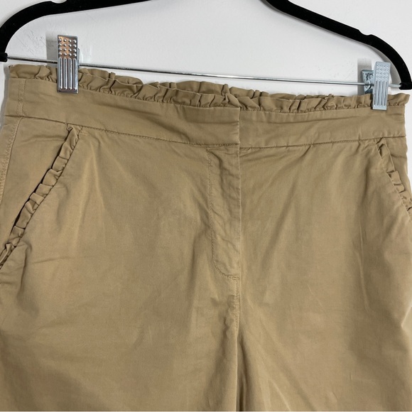 J. Crew Crop Ruffle Chino Pant Khaki G2041 Size 4 Classic Basic Career - Picture 6 of 11